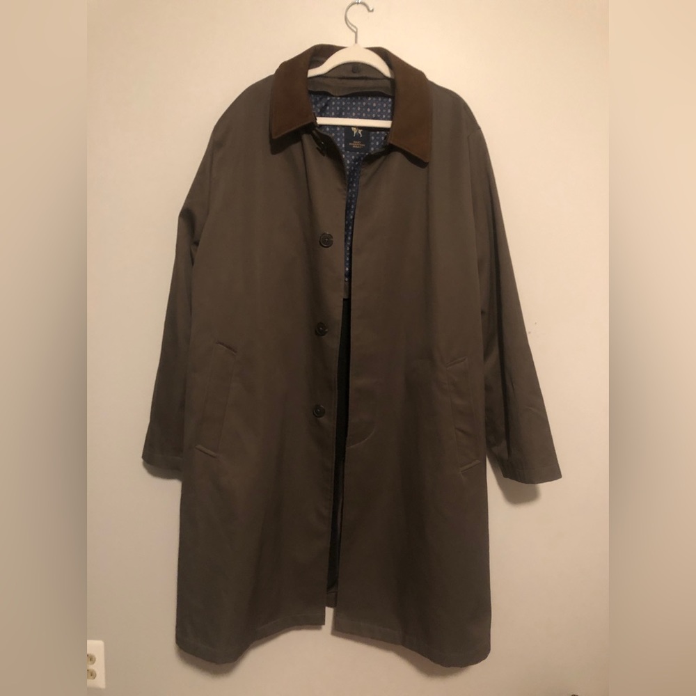 Hart Schaffer Marx Rain Trench Coat with Removable Wool Blend Lining Size 46R